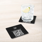 QRコードメニュー |ロゴブラック非接触型モダン スクエアペーパーコースター (インサイチュ)