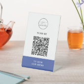 QRコードメニュー |ロゴ非接触モダン台座Si 台座サイン (インサイチュ)