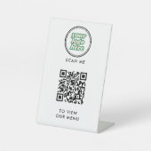 QRコードメニュー | ロゴ 白色 非接触 モダン 台座サイン (正面)