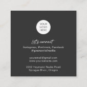 QRコードメーモダンクアップアーティストスクエアバスイン スクエア名刺 (裏面)