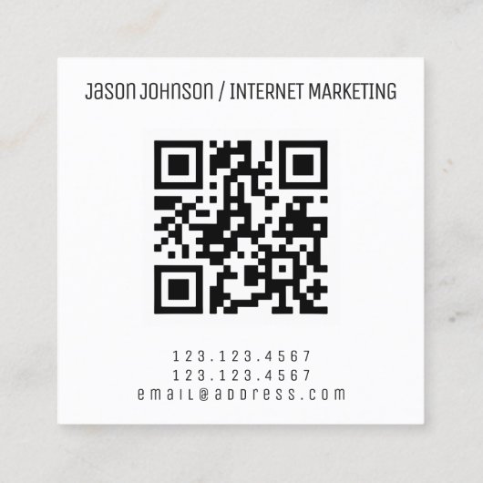 QRコードモダンによる幾何スタイル スクエア名刺 (裏面)