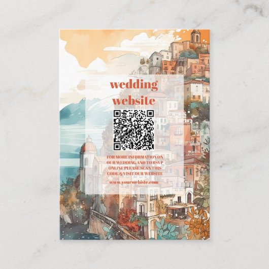 qrコードモダンイタリエレガントア行先結婚式 エンクロージャーカード (正面)