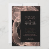 QRコードモダンエレガントバラ金ゴールド黒 招待状 (正面)