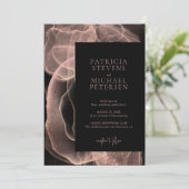 QRコードモダンエレガントバラ金ゴールド黒 招待状 (スタンド正面)