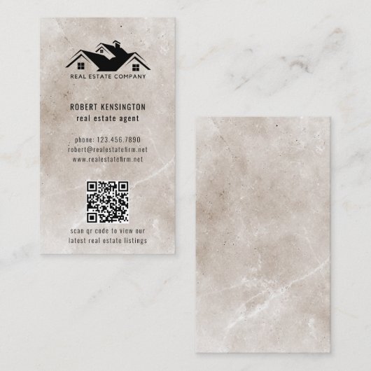 QRコードモダンカスタムロゴ実在エスティエージェント 名刺 (正面/裏面)