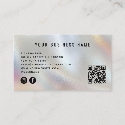 QRコードモダンスキャン可能スクリプトパールガラス 名刺 (裏面)