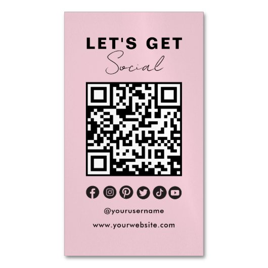 QRコードモダンソーシャルメディアが当社と接続 マグネット名刺 (正面縦)