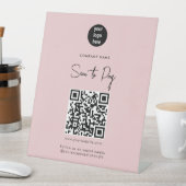 QRコードモダンソーシャルメディアに支払うピンクスキャン 台座サイン (インサイチュ)
