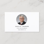 QRコードモダンソーシャルメディアを使用したネイビーブルー写真 名刺 (正面)