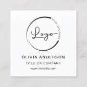 QRコードモダンソーシャルメディアを使用したミニマル写真 スクエア名刺 (正面)