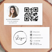 QRコードモダンソーシャルメディアを使用したミニマル写真 名刺