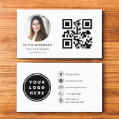 QRコードモダンソーシャルメディアを使用したミニマル写真 名刺