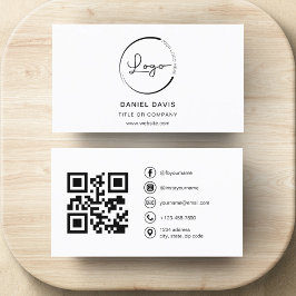 QRコードモダンソーシャルメディアを使用したミニマル写真 名刺