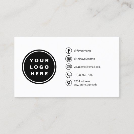 QRコードモダンソーシャルメディアを使用したミニマル写真 名刺 (裏面)