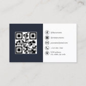 QRコードモダンソーシャルメディアを使用したミニマル写真 名刺 (裏面)