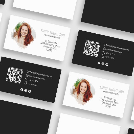 QRコードモダンソーシャルメディアプロフェッショナル写真 名刺