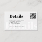 QRコードモダンタイポグラフィ結婚のWebサイト詳細 エンクロージャーカード (正面)