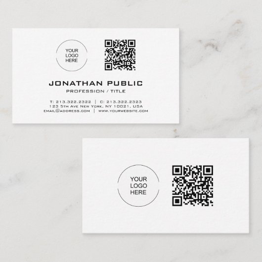 QRコードモダンテンプレートバエレガントーコードトレンディー 名刺 (正面/裏面)
