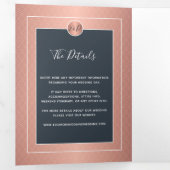 QRコードモダンネイビーバラ金ゴールド結婚 三つ折り案内状 (内部最初)