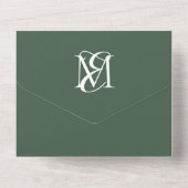 QRコードモダンフォレミニマルストグリーン結婚ズ オールインワン招待状 (裏面)