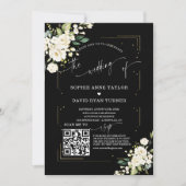 QRコードモダンフローラ写真の書結婚跡 招待状 (正面)