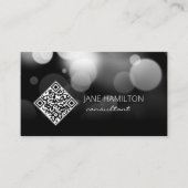 QRコードモダンブラックプロファイルカード 名刺 (正面)