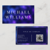 QRコードモダンプロフェッショナルネイビーブルーエレガントブシ 名刺 (正面/裏面)