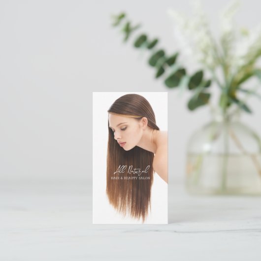 QRコードモダンヘア&美しいスタイリストサロン写真 名刺 (スタンド正面)