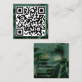 QRコードモダンミニマリストビジネスエメラルドグリーン スクエア名刺 (正面/裏面)