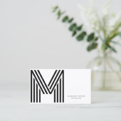 QRコードモダンミニマリスト白黒モノグラム 名刺 (スタンド正面)