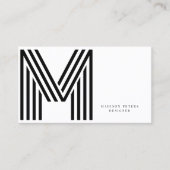 QRコードモダンミニマリスト白黒モノグラム 名刺 (正面)