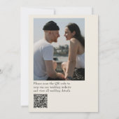 QRコードモダンミニマルフランスのラ写真結婚の 招待状 (裏面)