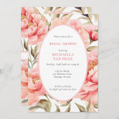 QRコードモダン付きコテージコア赤面ブライダルシャワー 招待状 (正面/裏面)