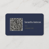QRコードモダン付きネイビーブルー&シルバー | 名刺 (裏面)