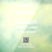 QRコードモダン付きビッグタイムホワイトストア時間 ウィンドウサイン (シート3)