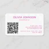 QRコードモダン付きピンクステッチ美しい 名刺 (裏面)