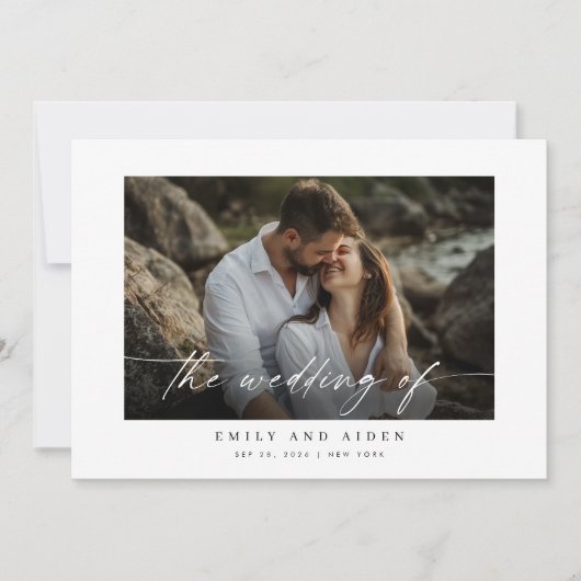 Qrコードモダン付きフォト結婚式招待状 招待状 (正面)