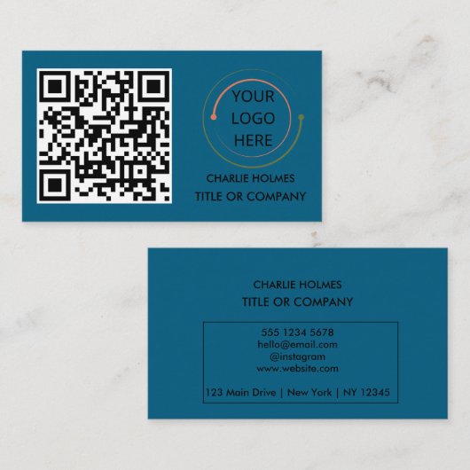 QRコードモダン付きプロフェッショナル名刺 名刺 (正面/裏面)