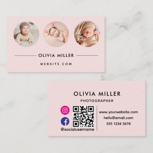 QRコードモダン付きプロフェッショナル名刺 名刺 (正面/裏面)