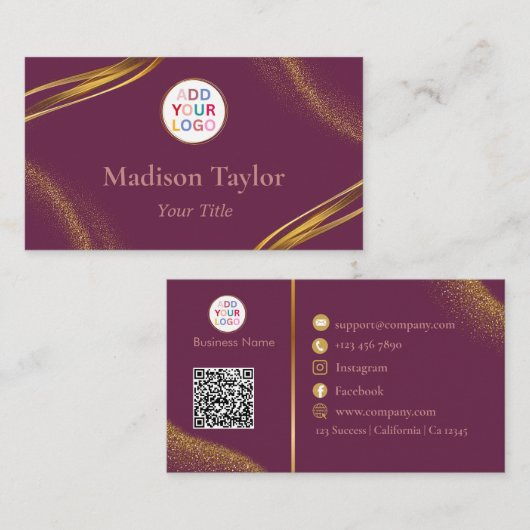 QRコードモダン付きプロフェッショナル名刺 名刺 (正面/裏面)