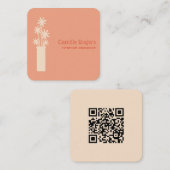 QRコードモダン付きミニマルインテリアデザイナー スクエア名刺 (正面/裏面)