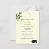 QRコードモダン付き金ゴールド卒業招待状 ノートカード (正面)