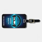 QRコードモダン付きDJブルーラゲージタグ ラゲッジタグ (正面横)