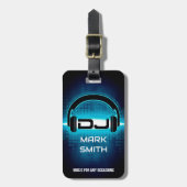 QRコードモダン付きDJブルーラゲージタグ ラゲッジタグ (正面縦)