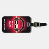 QRコードモダン付きDJレッドラゲージタグ ラゲッジタグ (正面横)