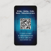 QRコードモダン付きDJ Blue Business Card 名刺 (裏面)
