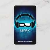 QRコードモダン付きDJ Blue Business Card 名刺 (正面)