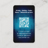QRコードモダン付きDJ Blue Business Card 名刺 (裏面)