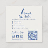 QRコードモダン公証人公債署名業者 スクエア名刺 (裏面)