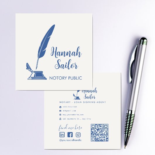 QRコードモダン公証人公債署名業者 スクエア名刺